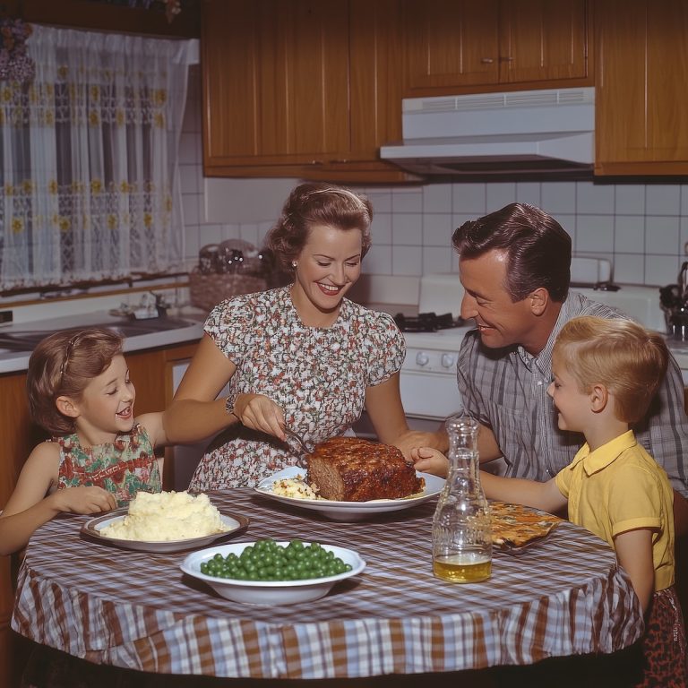 Meatloaf served in a 1950s household