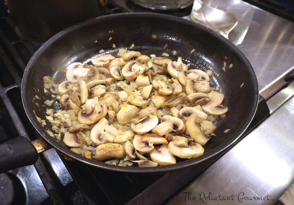 Saute mushrooms and onions