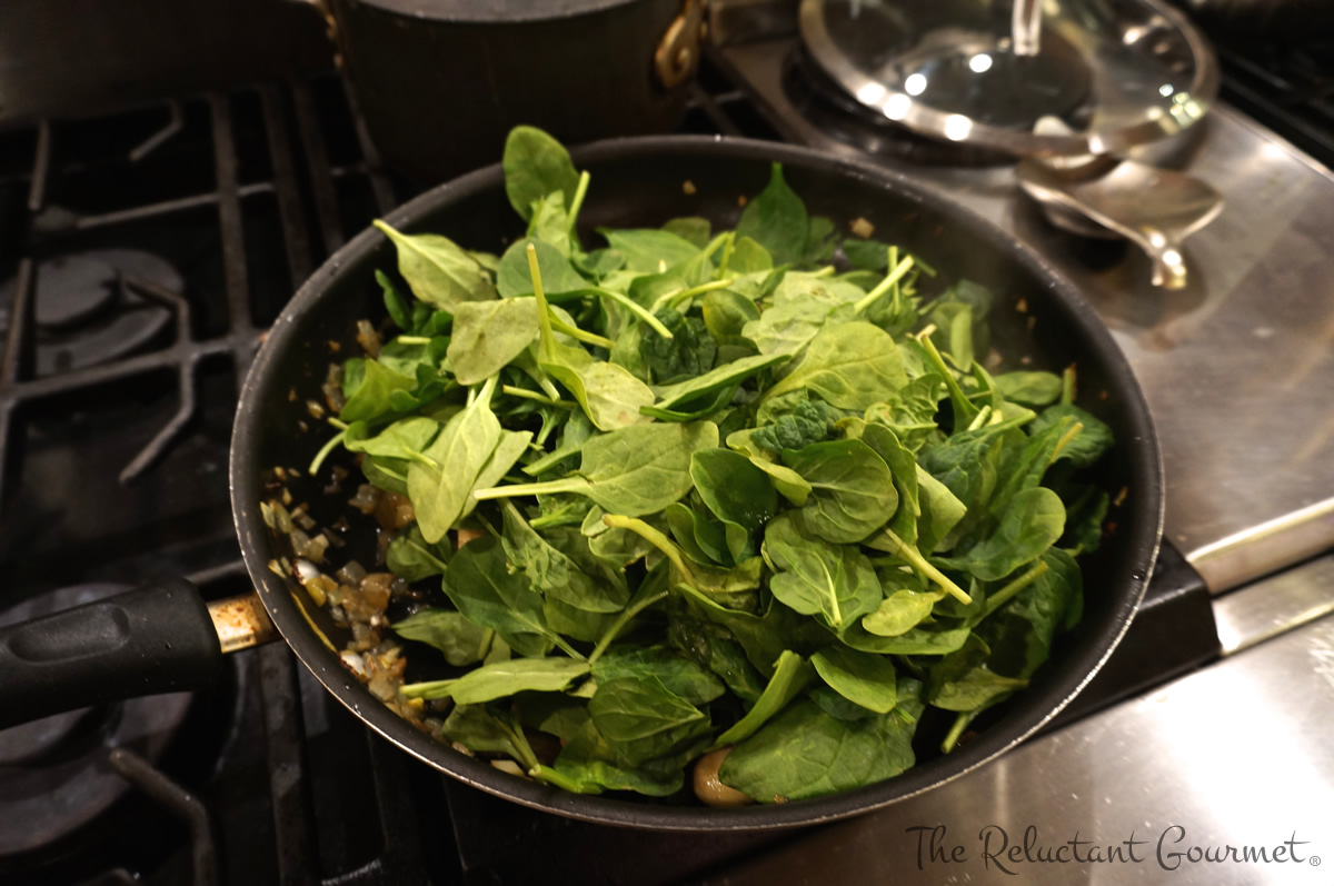 Adding the spinach