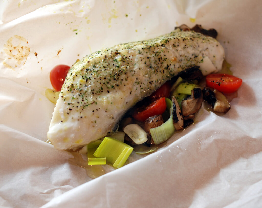 Halibut Cooked in Parchment Paper
