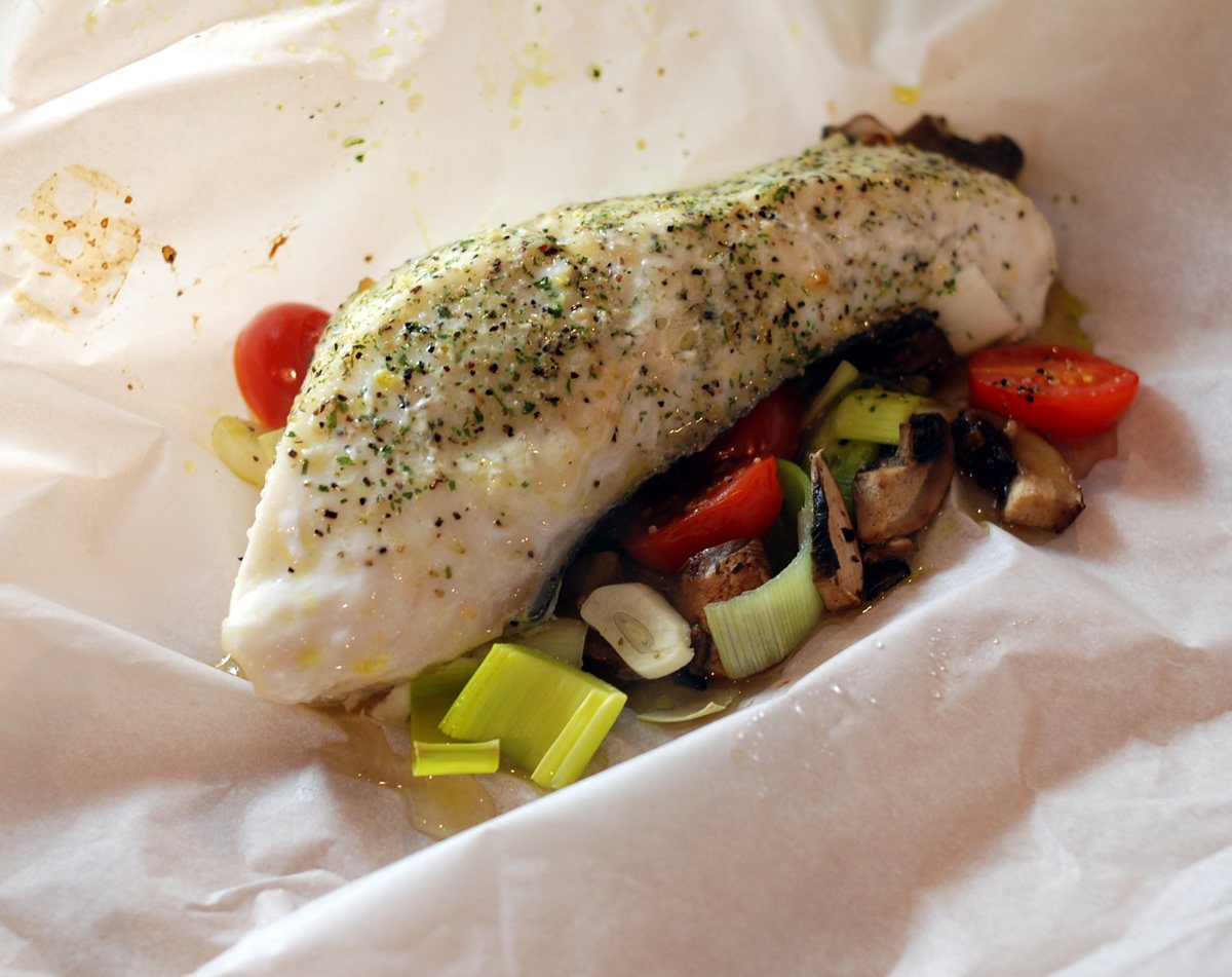 Halibut Cooked in Parchment Paper