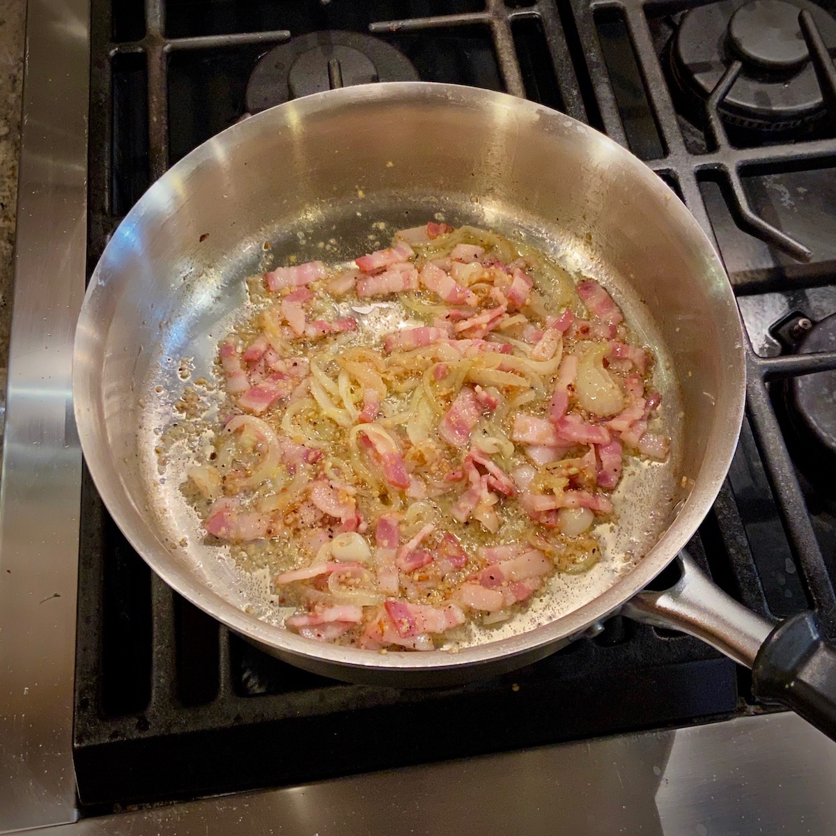 Saute Garlic Onion and Bacon