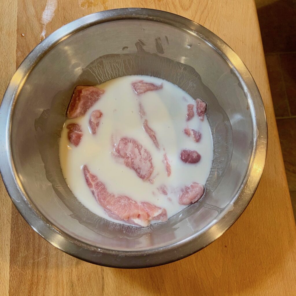 Pork tenderloin slices in buttermilk