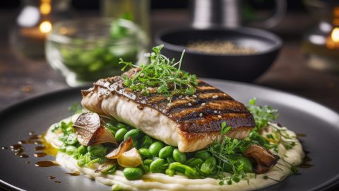 Striped Bass with Fava Bean Puree