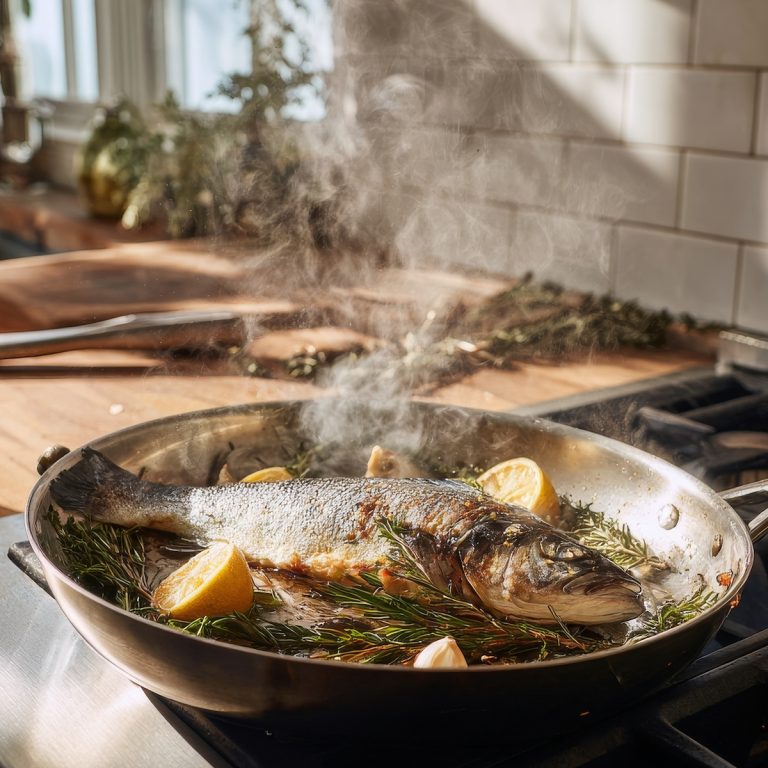 Pan Fried Whole Branzino